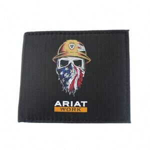 NEW ARIAT men's work rfid work skull bi-fold wallet in black
